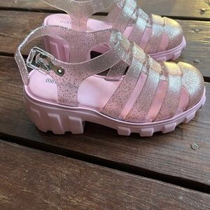 New Mini Melissa Megan sandal, glitter pink